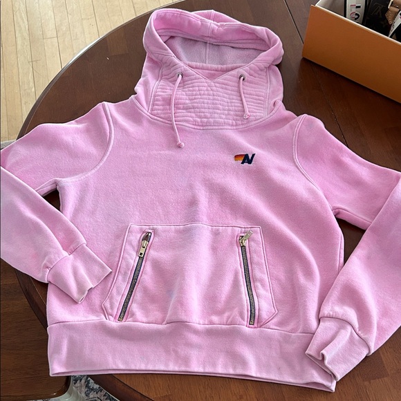 Aviator nation pink hoodie sweatshirt zip pocket - Picture 5 of 16